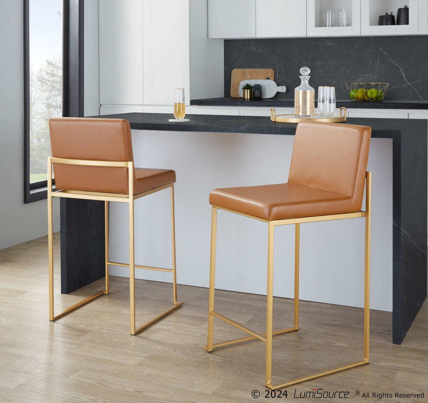 Majestic Office Furniture High Back 26" Fixed-Height Counter Stool - Set of 2
