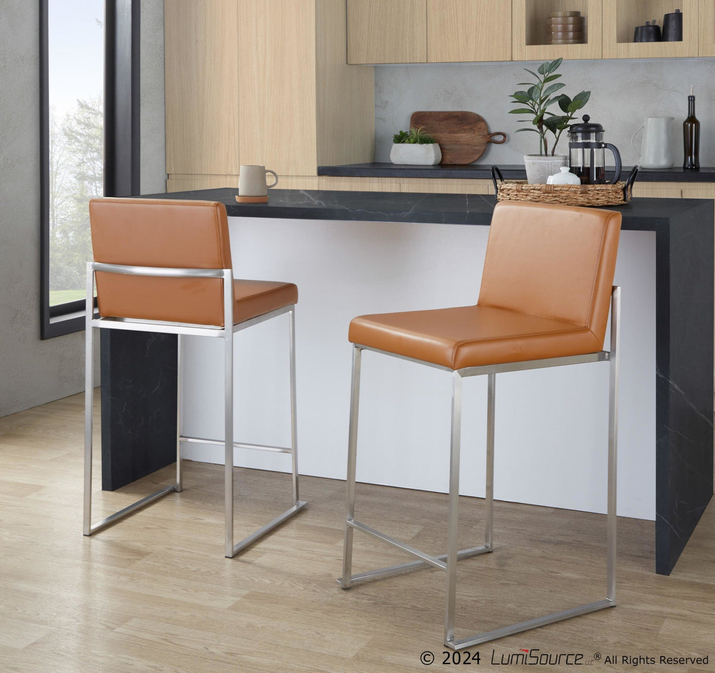 Majestic Office Furniture High Back 26" Fixed-Height Counter Stool - Set of 2