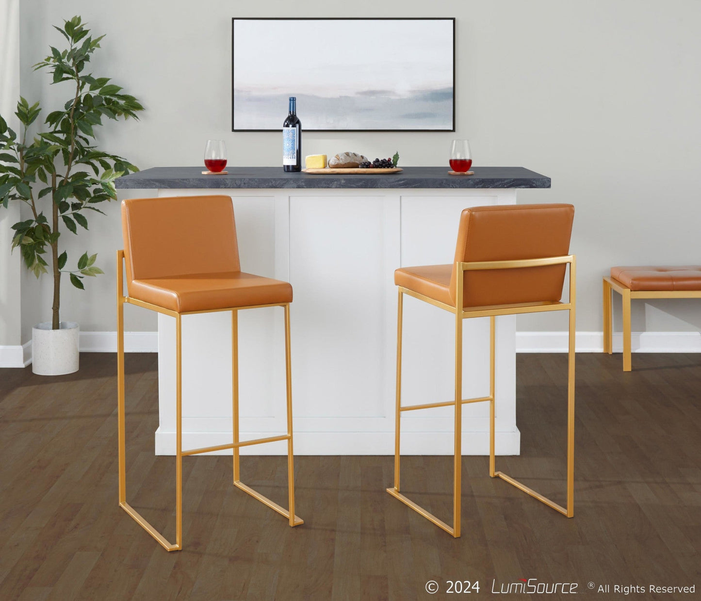 Majestic Office Furniture High Back 30" Fixed-Height Barstool - Set of 2
