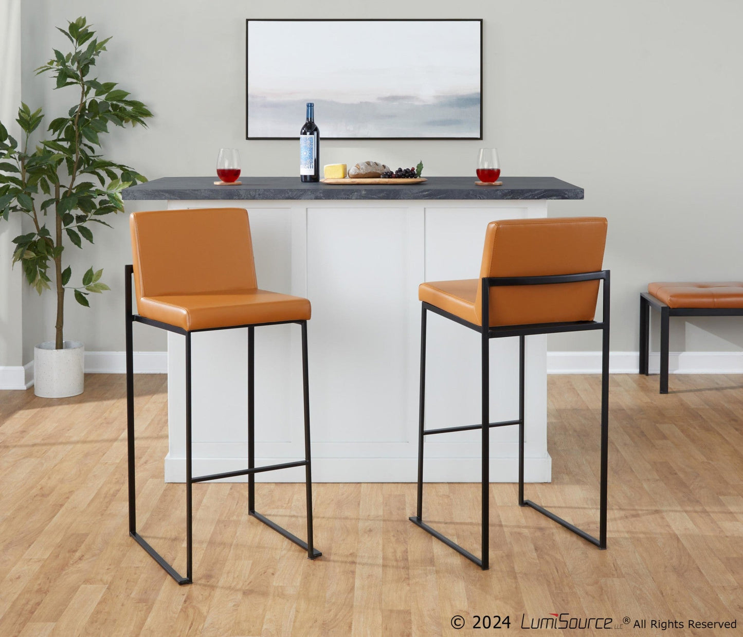 Majestic Office Furniture High Back 30" Fixed-Height Barstool - Set of 2