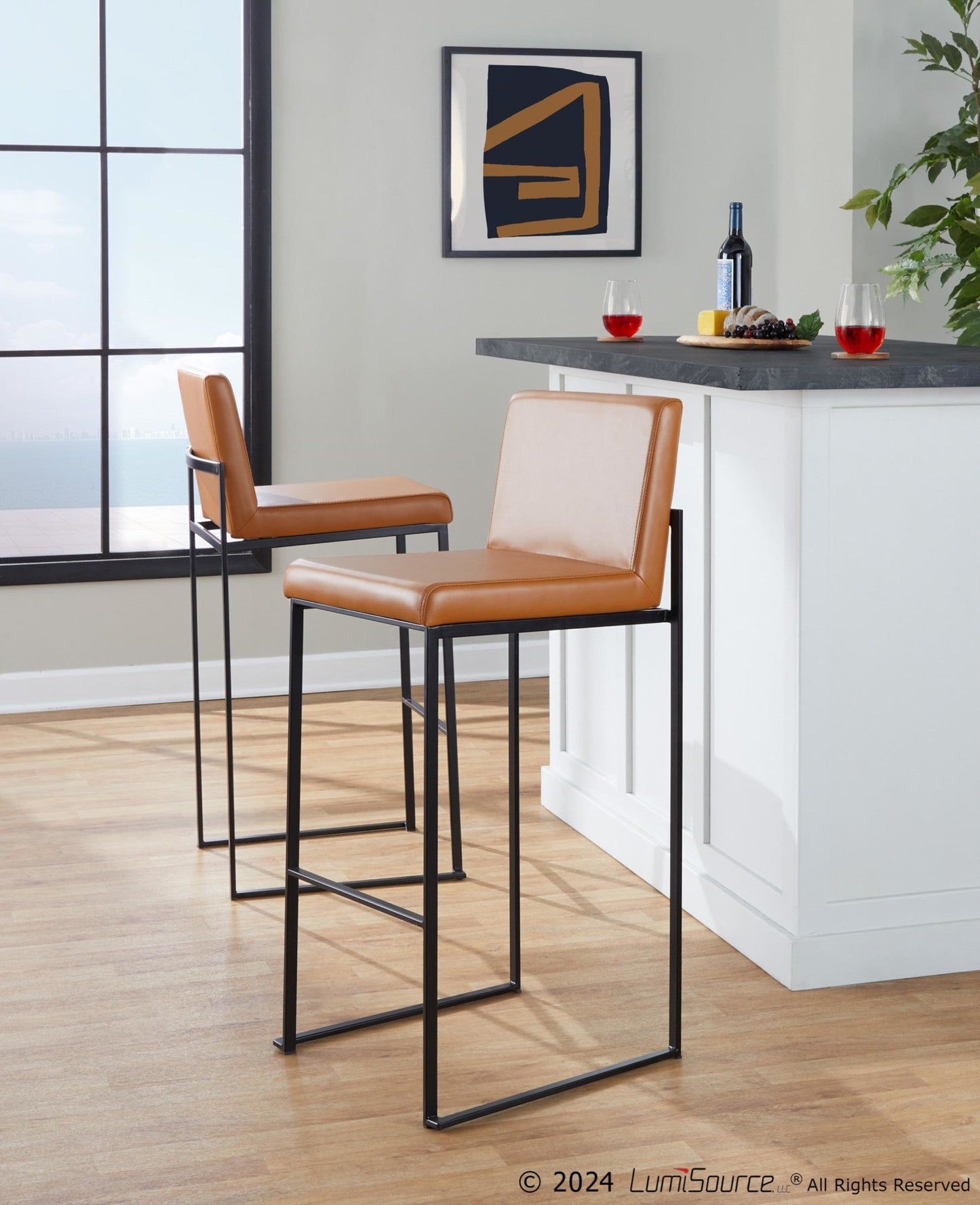 Majestic Office Furniture High Back 30" Fixed-Height Barstool - Set of 2
