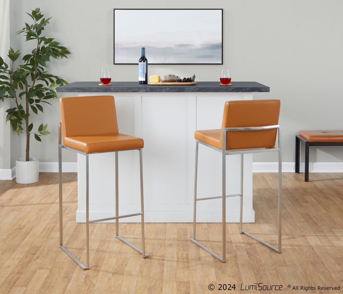 Majestic Office Furniture High Back 30" Fixed-Height Barstool - Set of 2