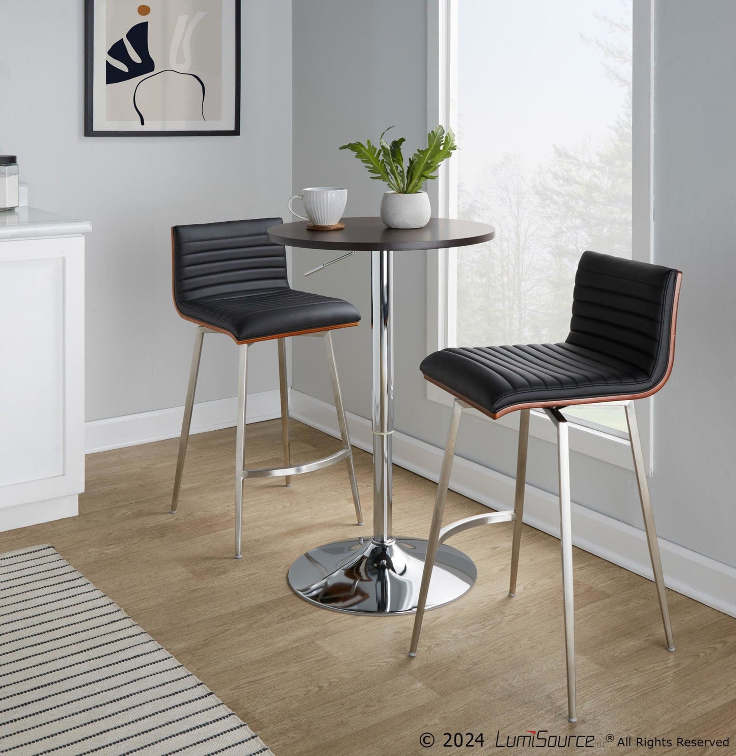 Lumisource Mason Swivel Adjustable Counter Height Dining Set - 3 Piece