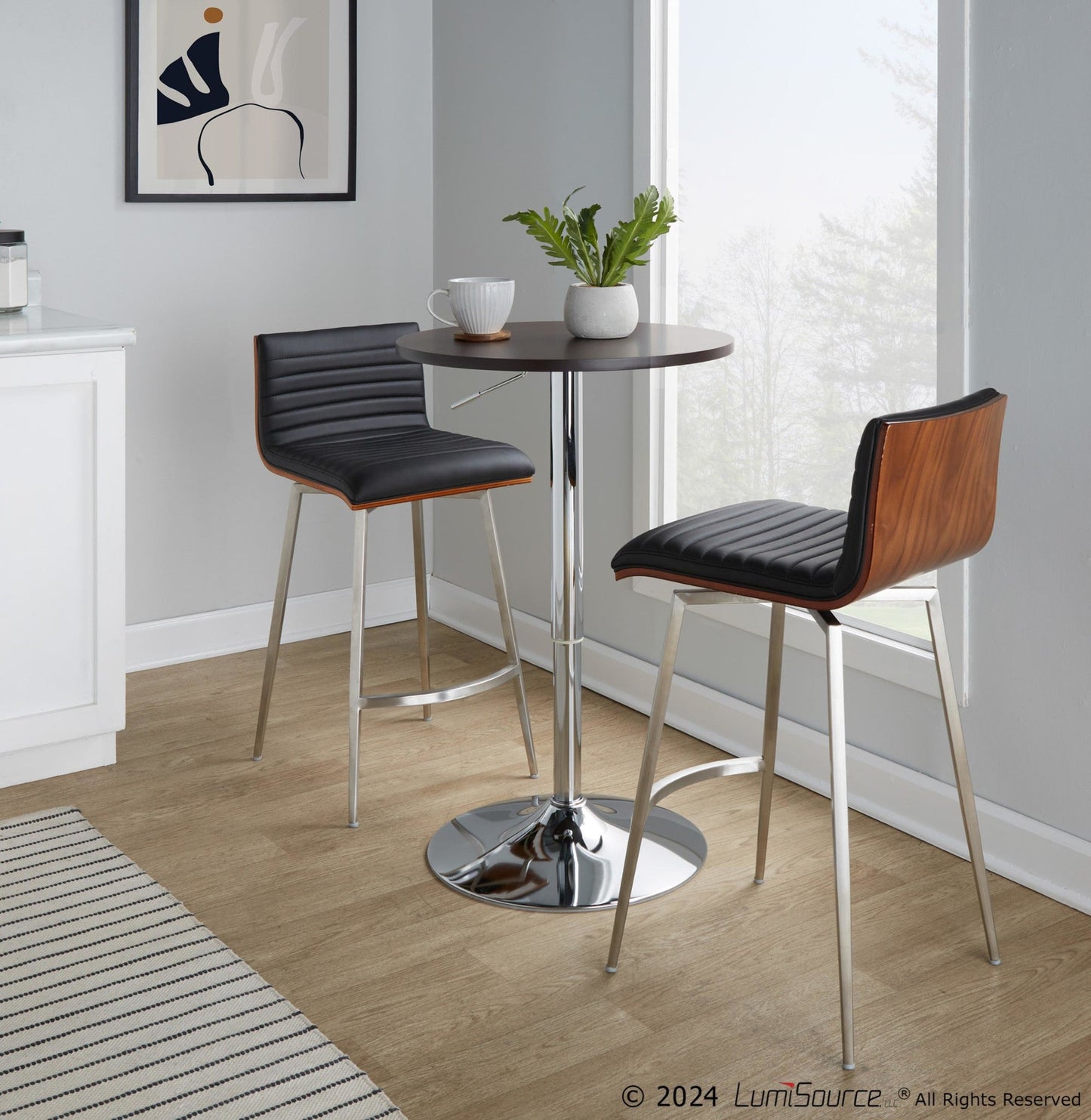Lumisource Mason Swivel Adjustable Counter Height Dining Set - 3 Piece