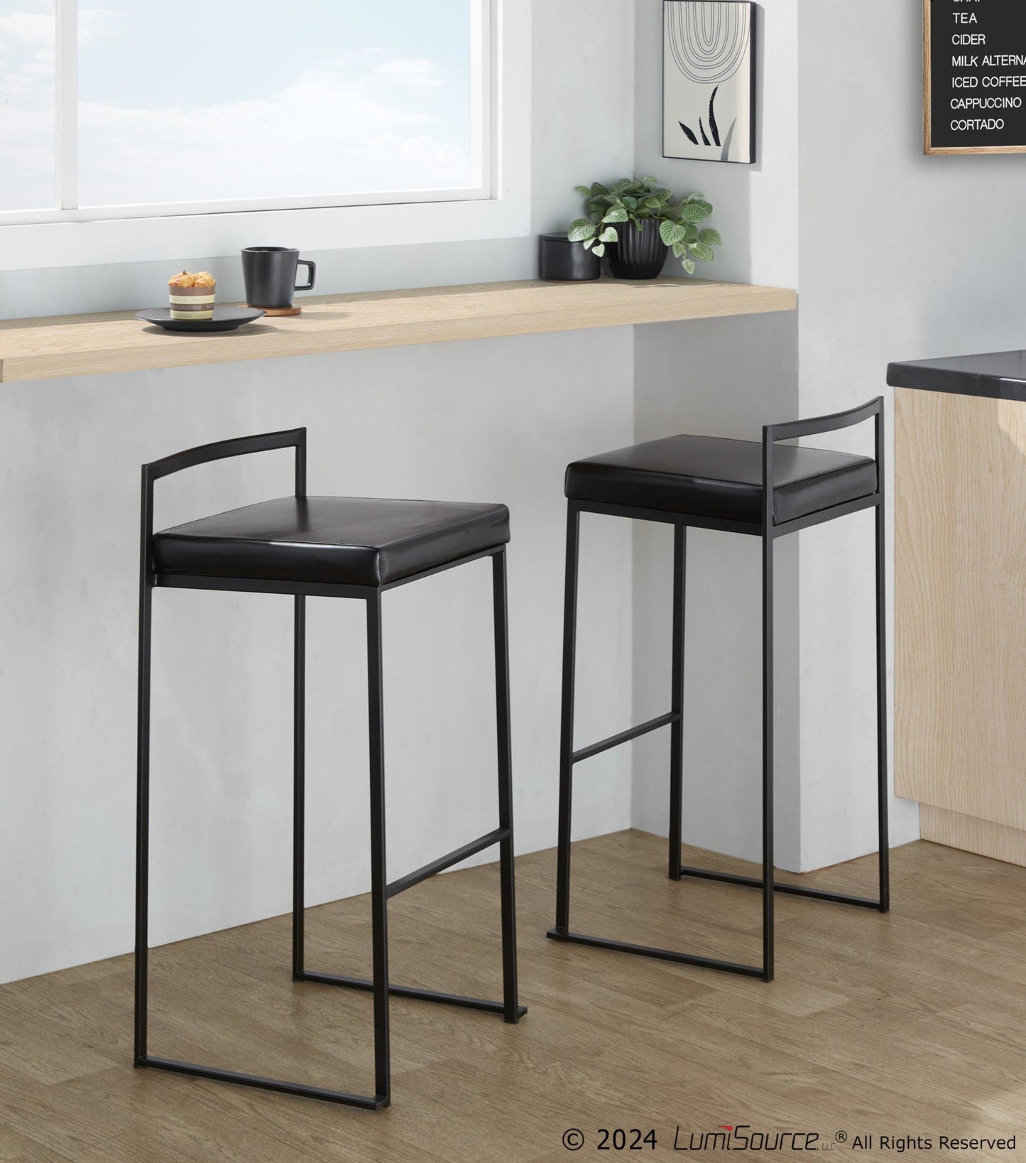 Majestic Office Furniture Stacker 30" Fixed-Height Barstool - Set of 2