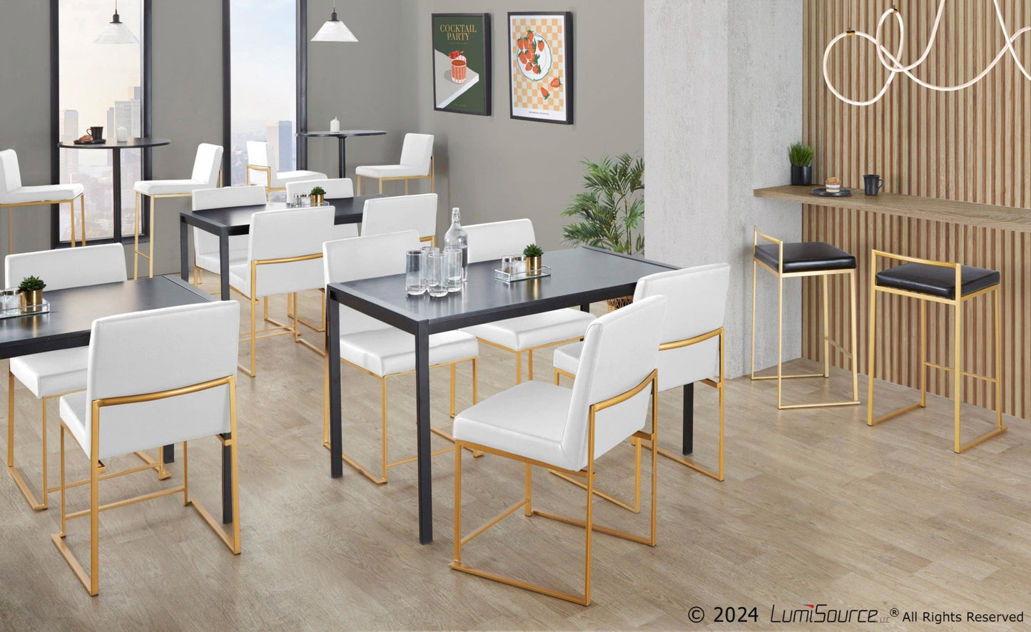 Majestic Office Furniture High Back 30" Fixed-Height Barstool - Set of 2
