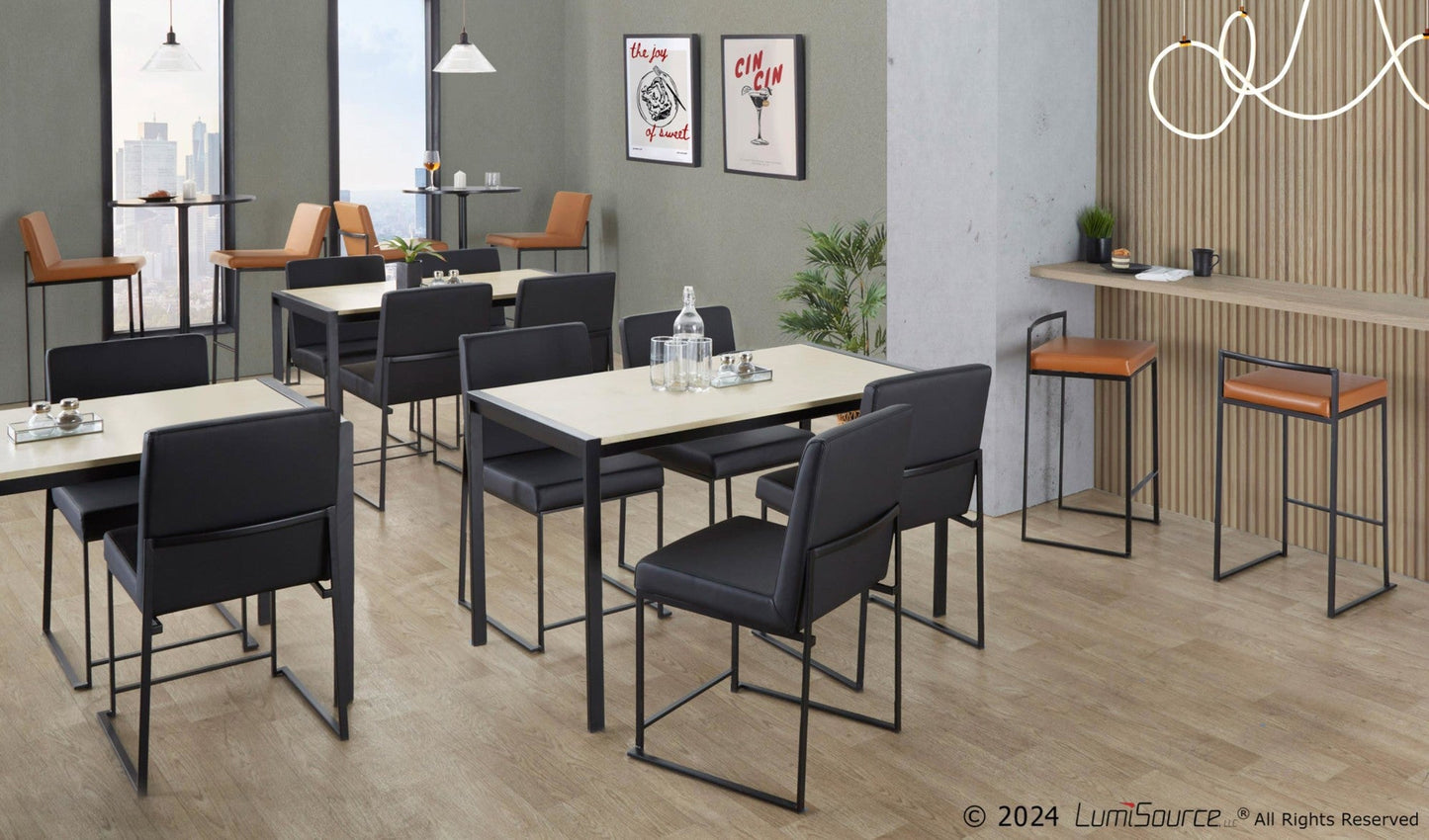 Majestic Office Furniture High Back 30" Fixed-Height Barstool - Set of 2