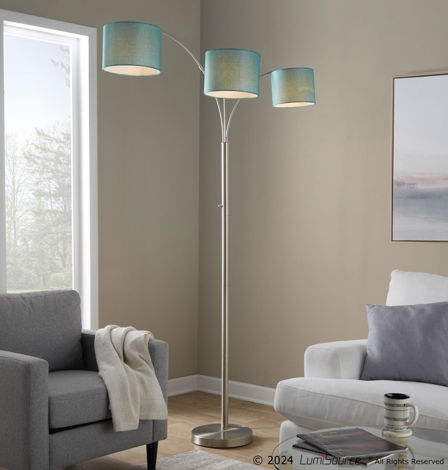 Majestic Office Furniture Trio 84" Metal Floor Lamp
