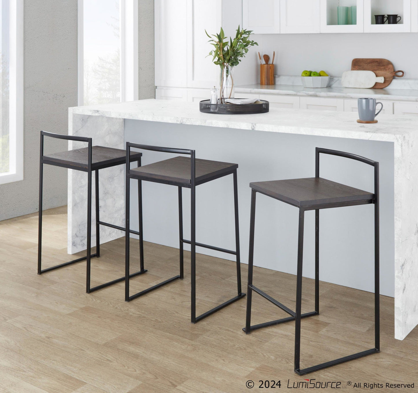 Majestic Office Furniture Stacker 26" Fixed-Height Counter Stool - Set Of 3