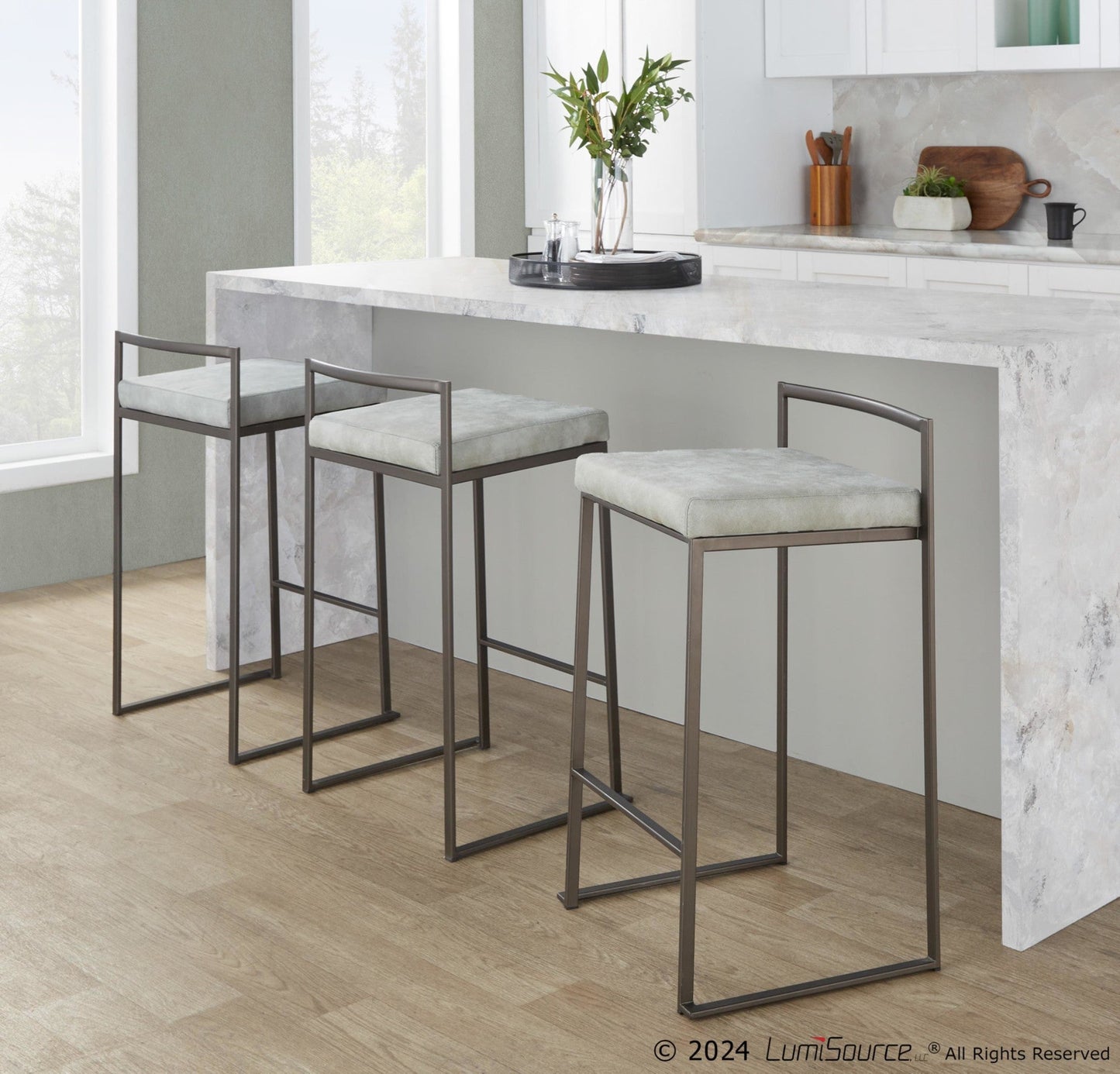 Majestic Office Furniture Stacker 26" Fixed-Height Counter Stool - Set Of 3