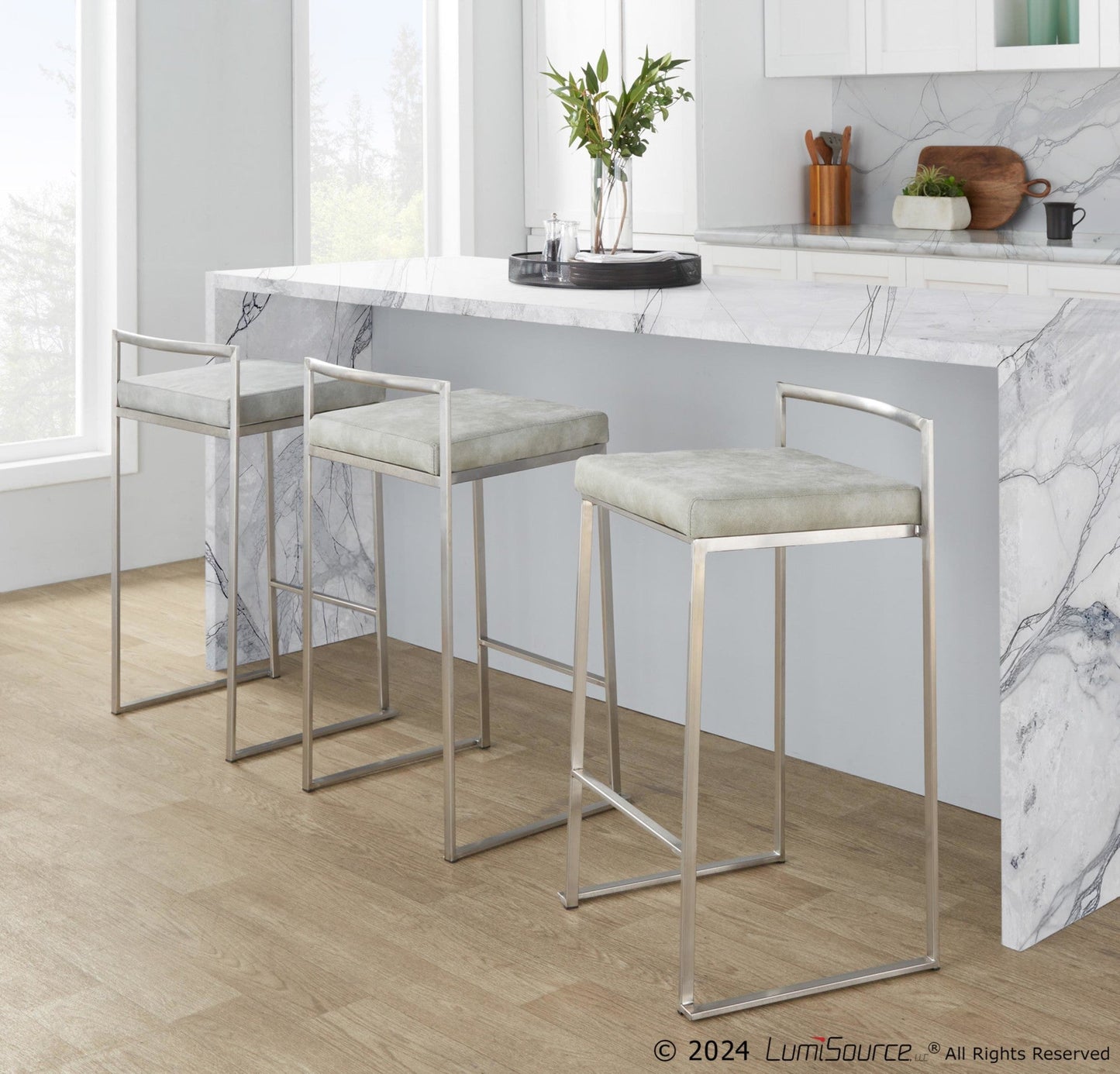Majestic Office Furniture Stacker 26" Fixed-Height Counter Stool - Set Of 3