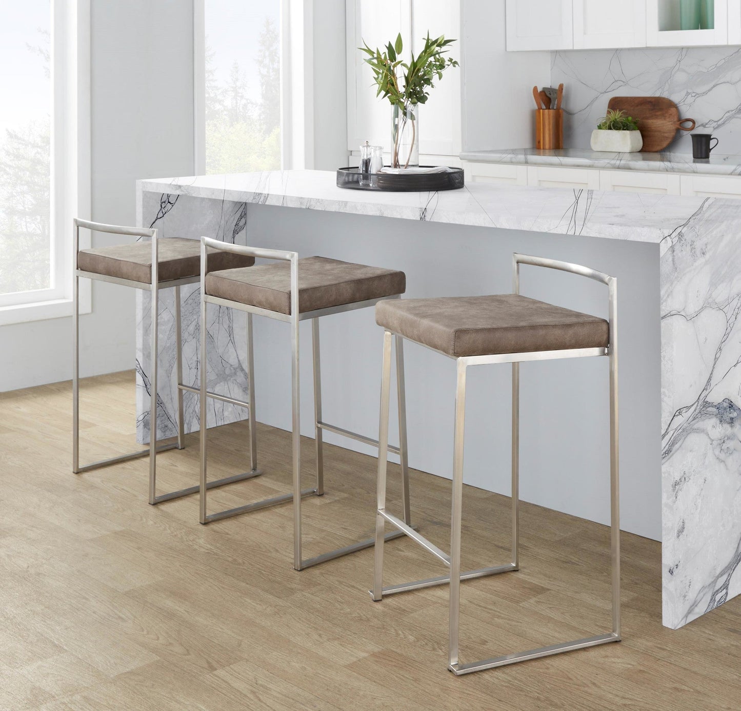 Majestic Office Furniture Stacker 26" Fixed-Height Counter Stool - Set Of 3