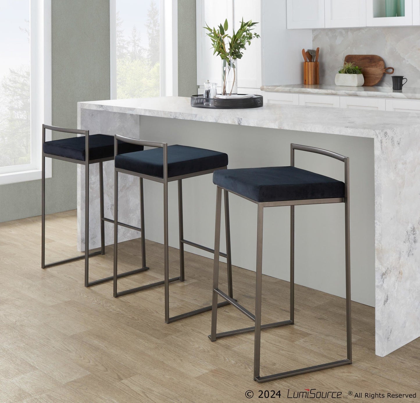 Majestic Office Furniture Stacker 26" Fixed-Height Counter Stool - Set Of 3