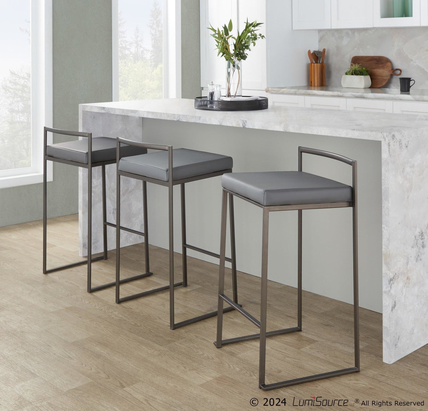 Majestic Office Furniture Stacker 26" Fixed-Height Counter Stool - Set Of 3