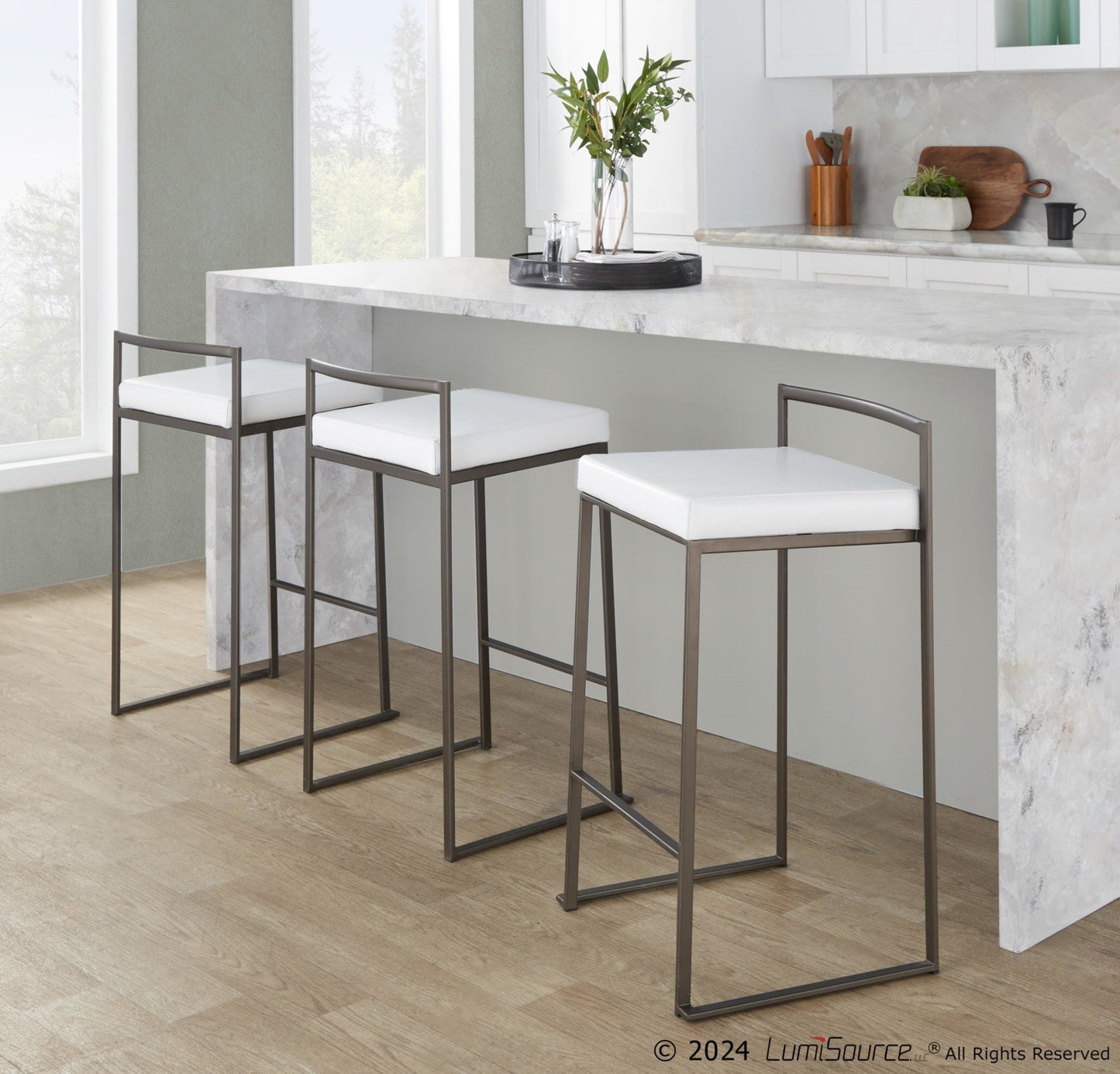 Majestic Office Furniture Stacker 26" Fixed-Height Counter Stool - Set Of 3