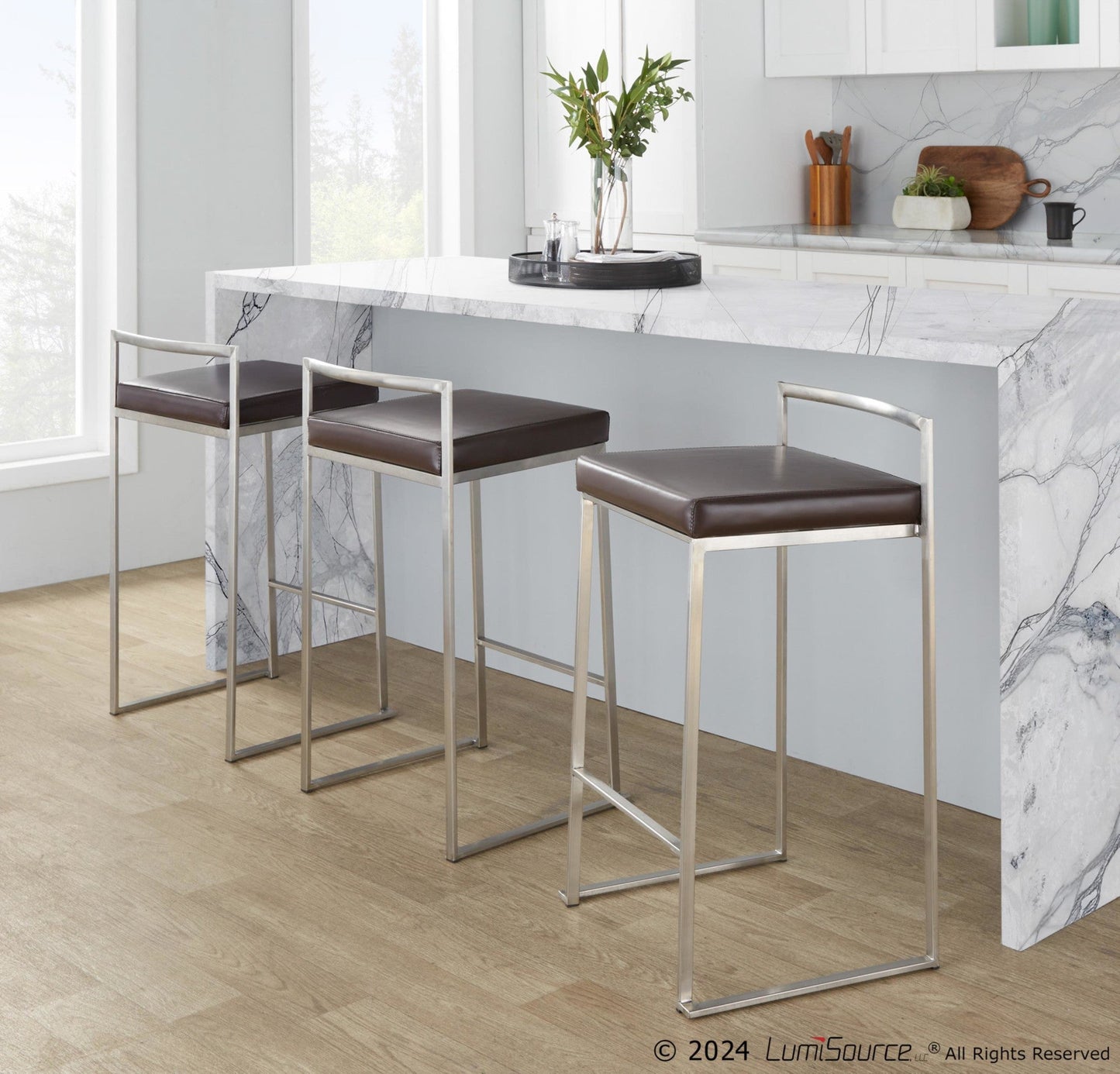 Majestic Office Furniture Stacker 26" Fixed-Height Counter Stool - Set Of 3