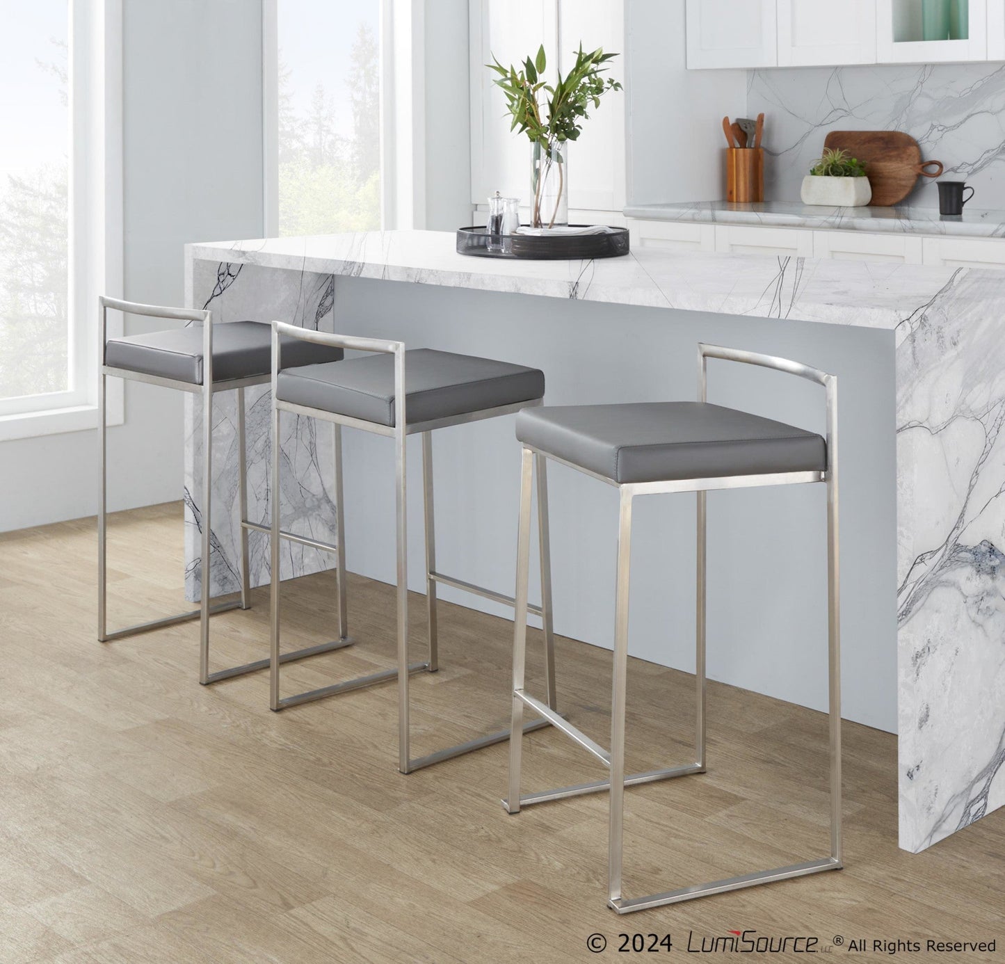 Majestic Office Furniture Stacker 26" Fixed-Height Counter Stool - Set Of 3