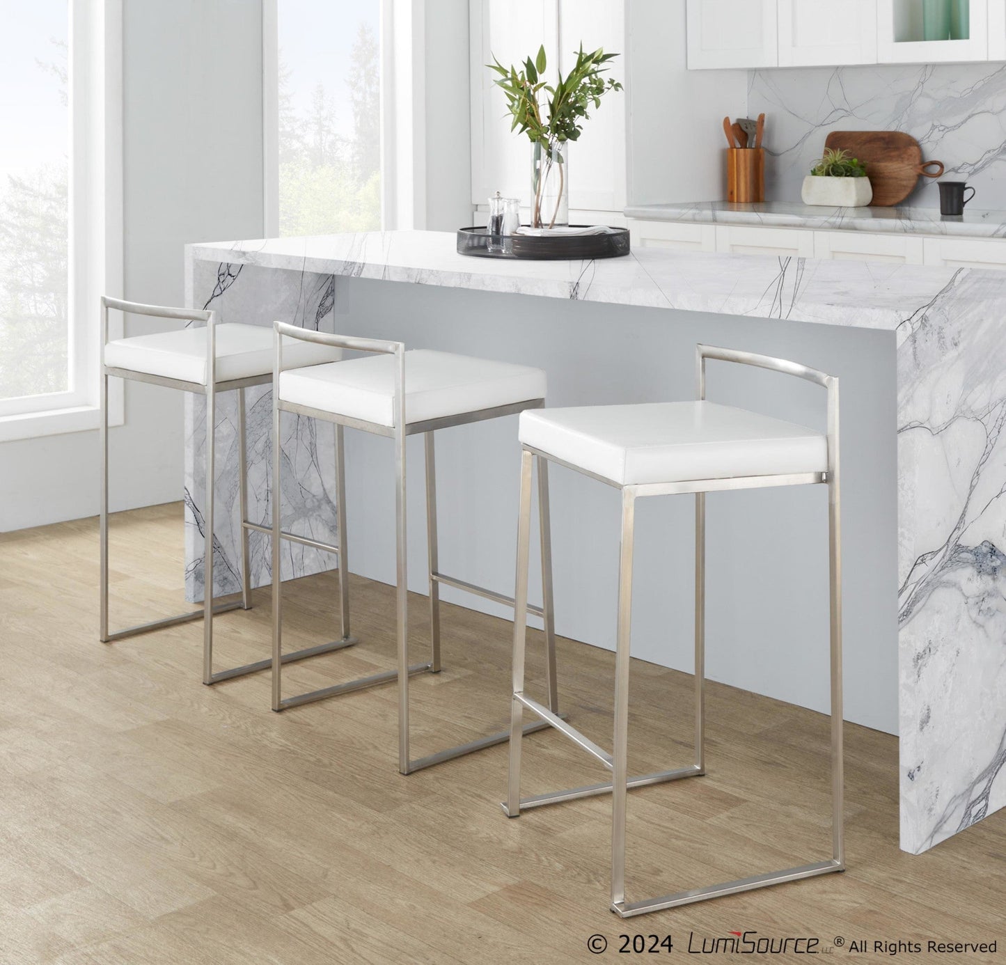 Majestic Office Furniture Stacker 26" Fixed-Height Counter Stool - Set Of 3