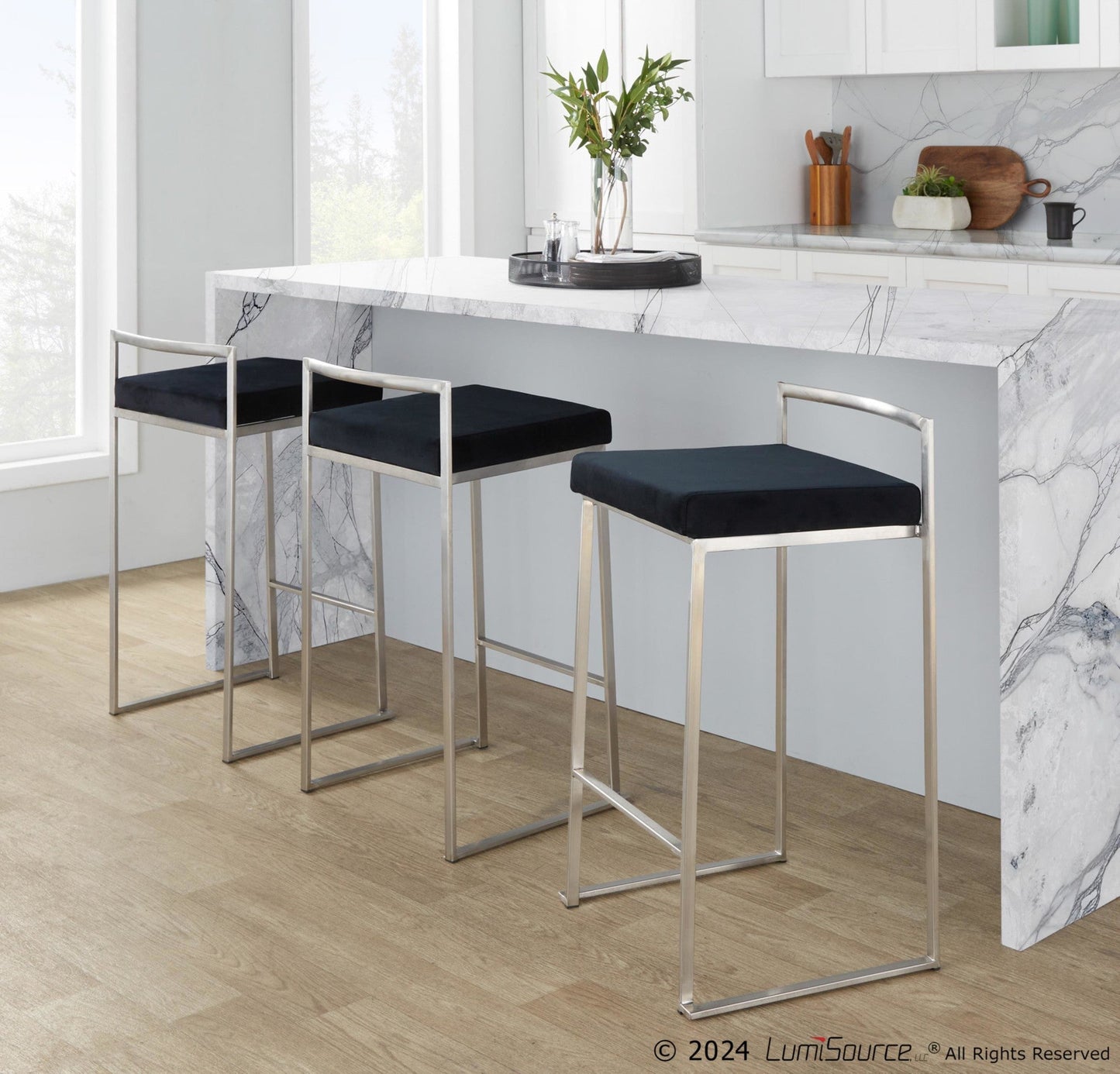 Majestic Office Furniture Stacker 26" Fixed-Height Counter Stool - Set Of 3