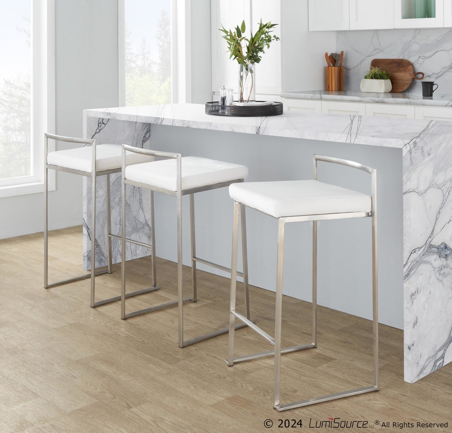 Majestic Office Furniture Stacker 26" Fixed-Height Counter Stool - Set Of 3