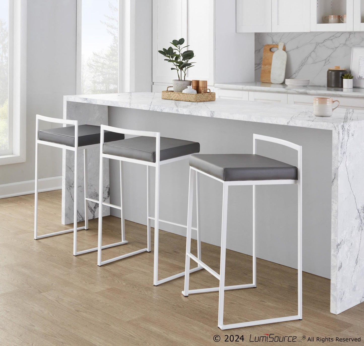 Majestic Office Furniture Stacker 26" Fixed-Height Counter Stool - Set Of 3