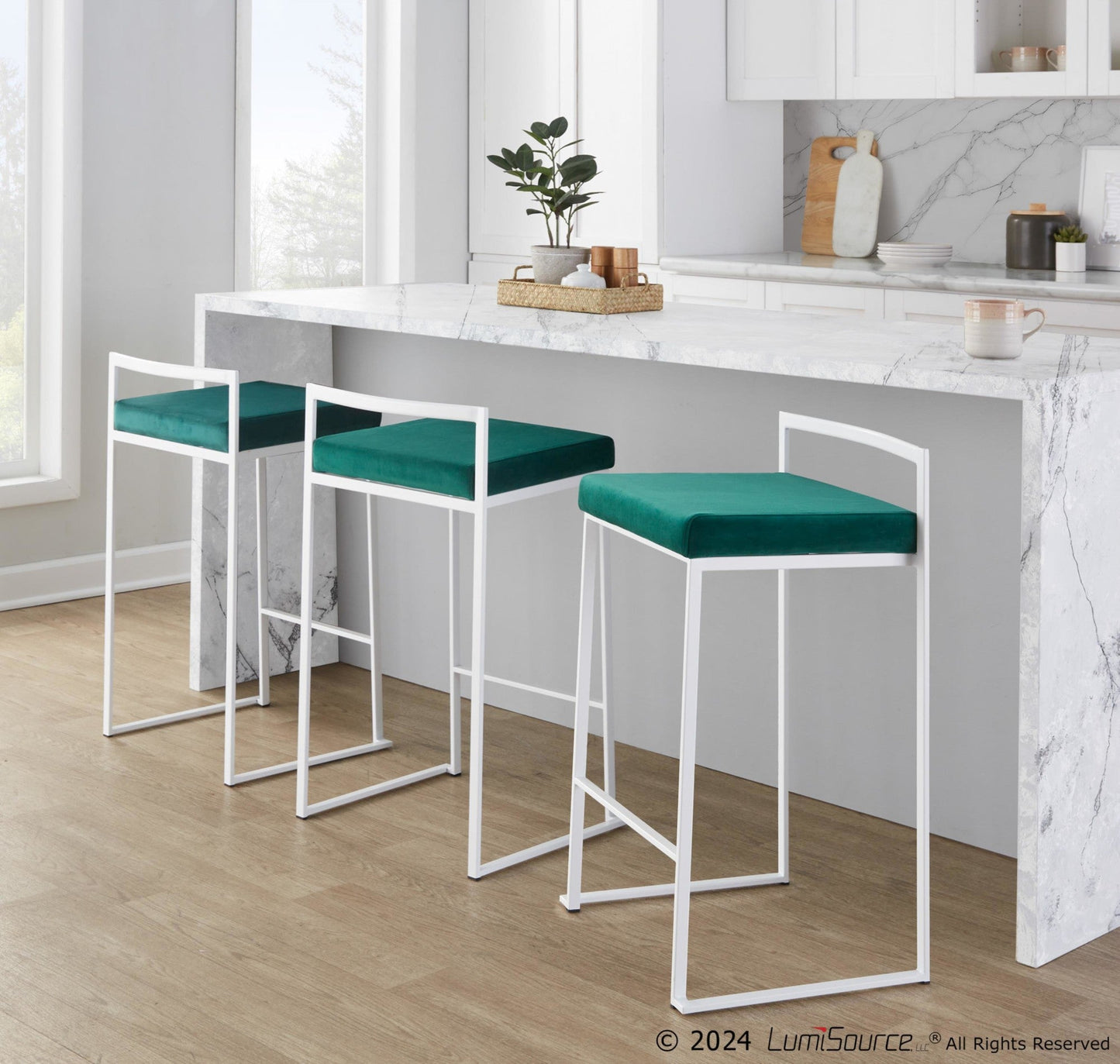 Majestic Office Furniture Stacker 26" Fixed-Height Counter Stool - Set Of 3
