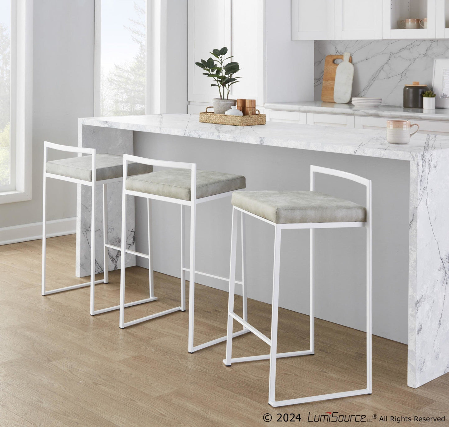 Majestic Office Furniture Stacker 26" Fixed-Height Counter Stool - Set Of 3