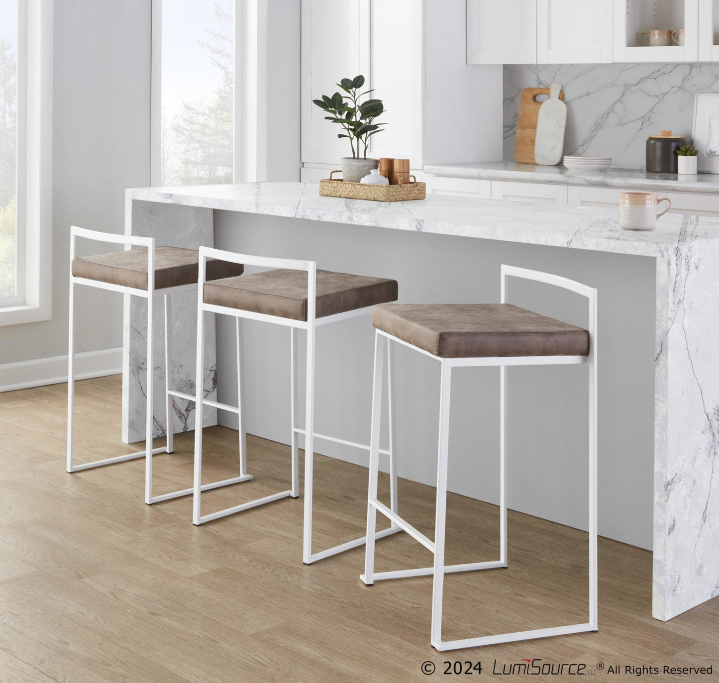 Majestic Office Furniture Stacker 26" Fixed-Height Counter Stool - Set Of 3