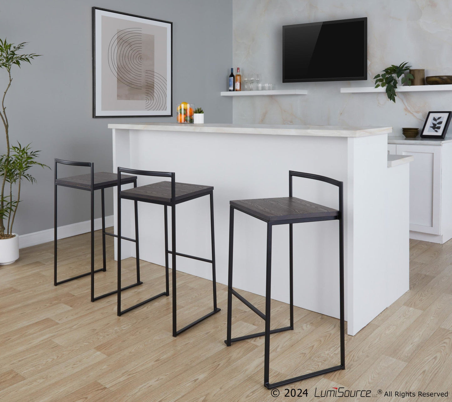 Majestic Office Furniture Stacker 30" Fixed-Height Barstool - Set of 2