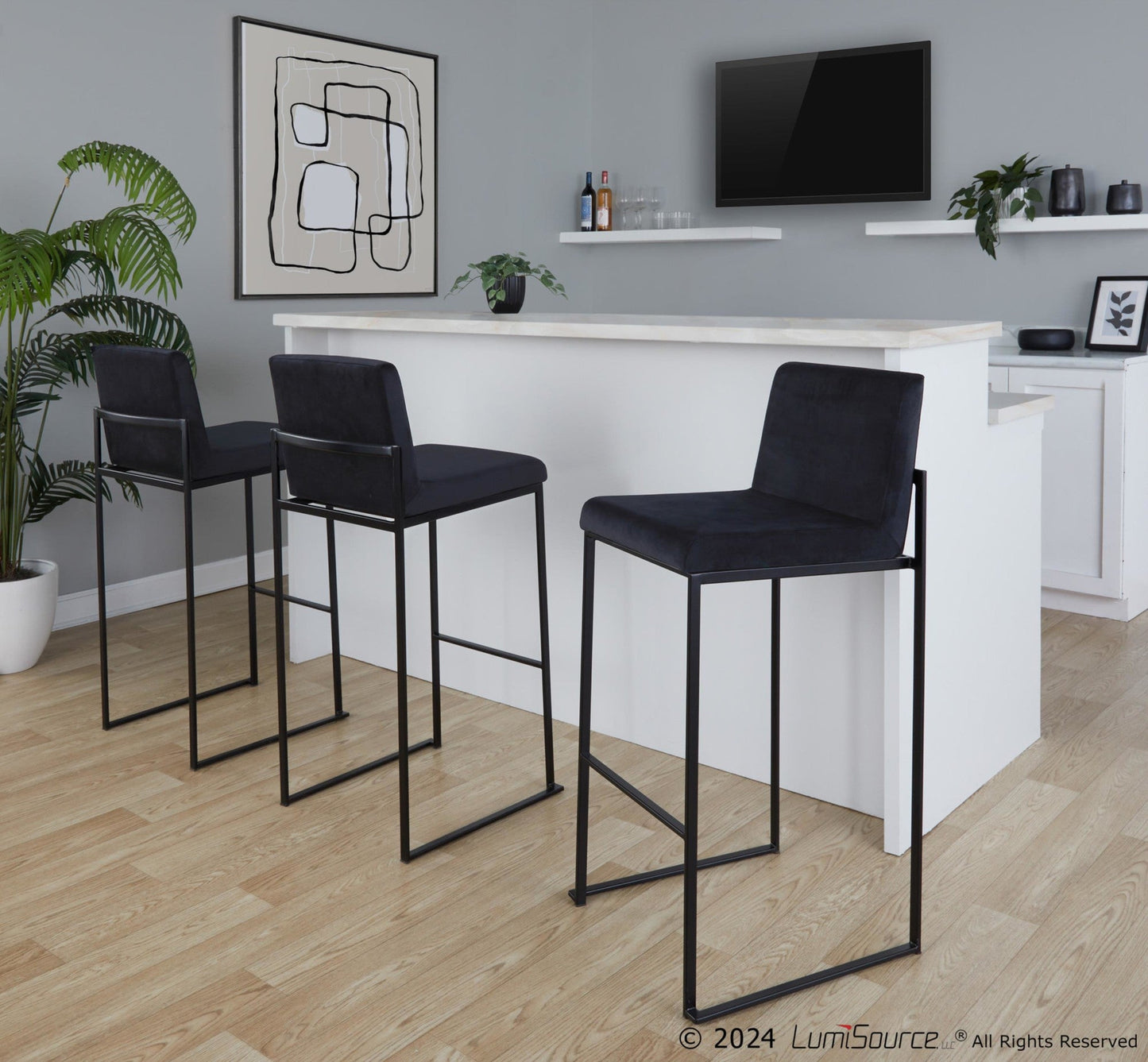 Majestic Office Furniture High Back 30" Fixed-Height Barstool - Set Of 3