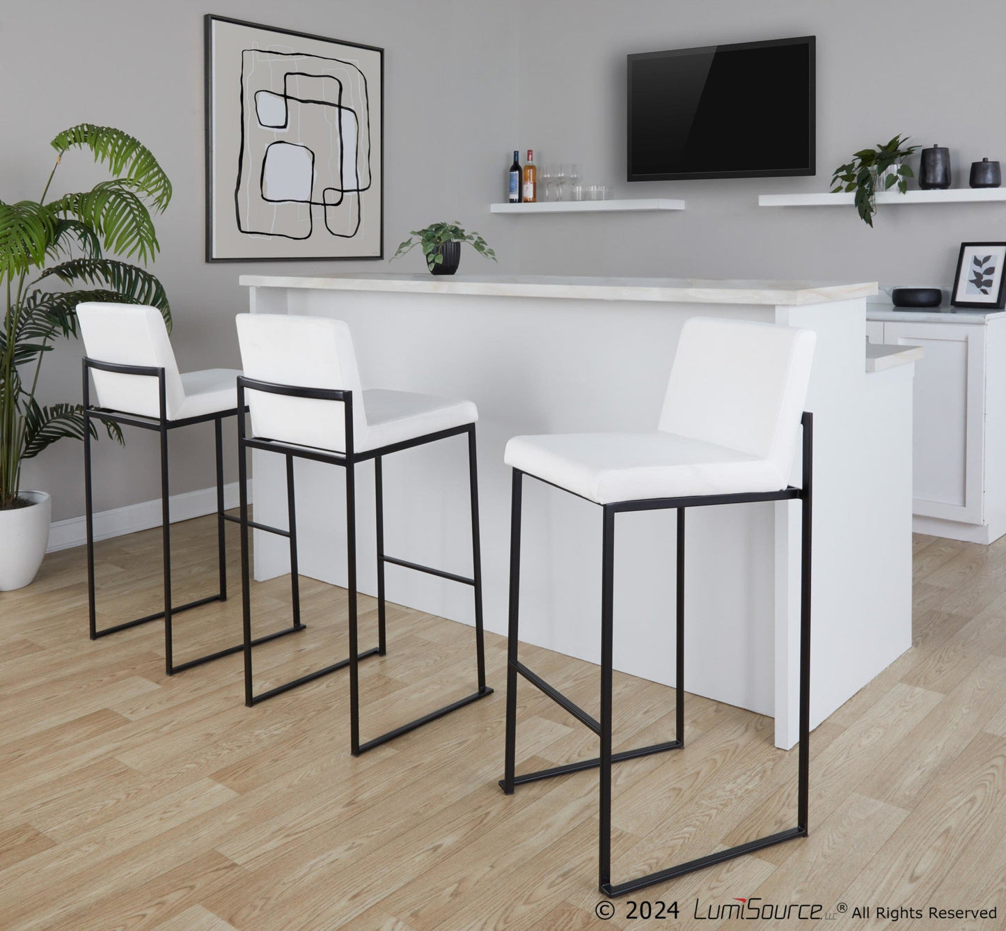 Majestic Office Furniture High Back 30" Fixed-Height Barstool - Set Of 3