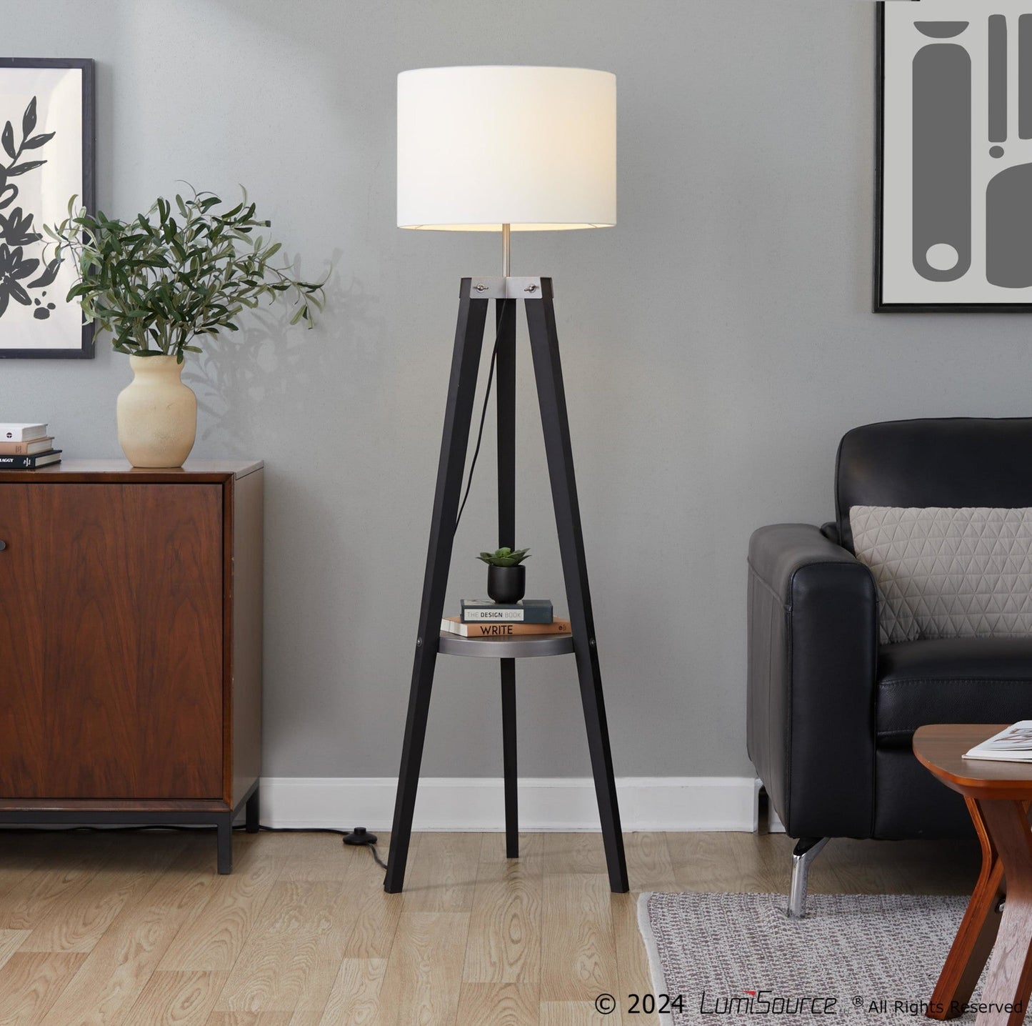 Majestic Office Furniture Shelf 59" Wood Floor Lamp