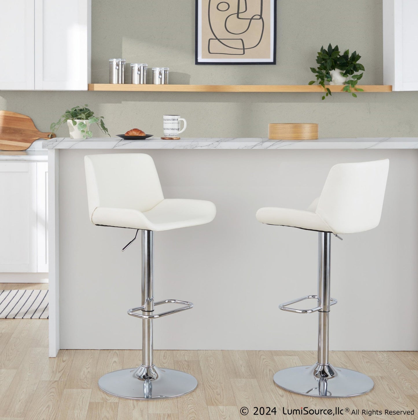 Majestic Office Furniture Upholstered Adjustable Barstool - Set of 2