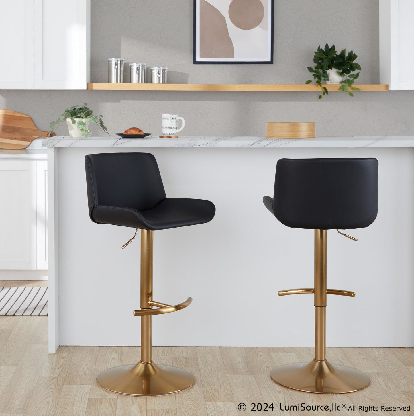 Majestic Office Furniture Upholstered Adjustable Barstool - Set of 2
