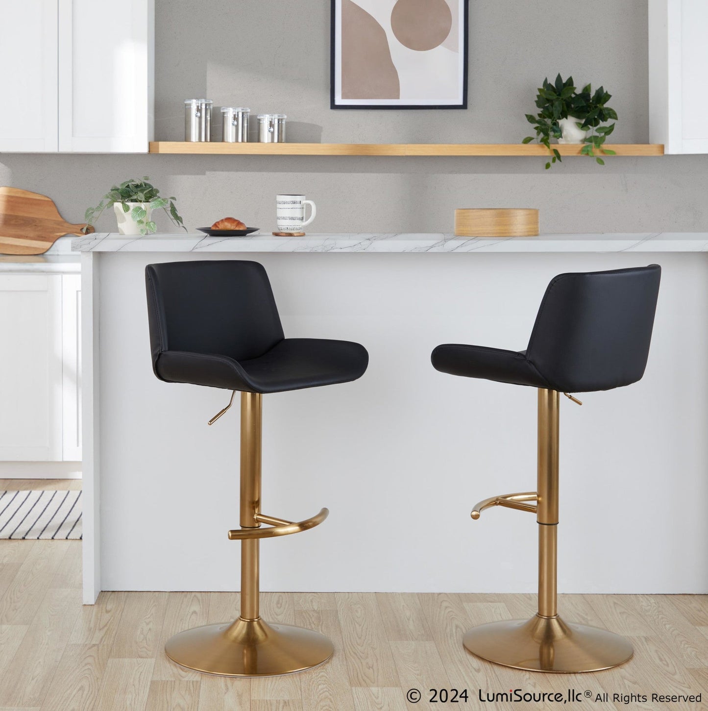 Majestic Office Furniture Upholstered Adjustable Barstool - Set of 2