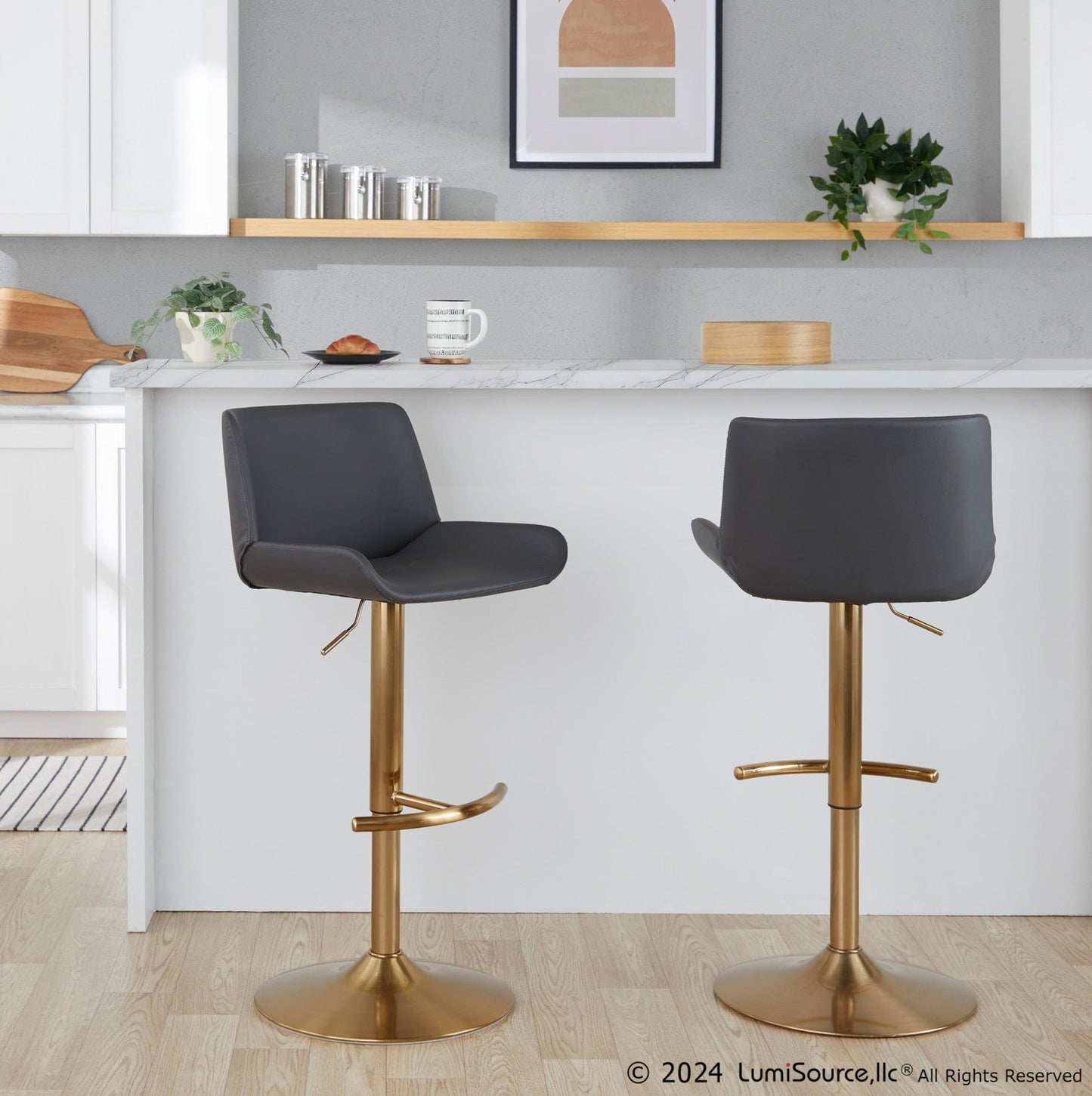 Majestic Office Furniture Upholstered Adjustable Barstool - Set of 2