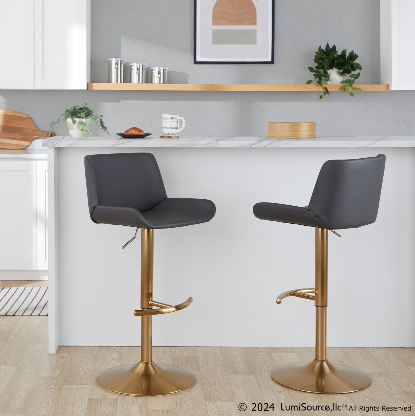 Majestic Office Furniture Upholstered Adjustable Barstool - Set of 2