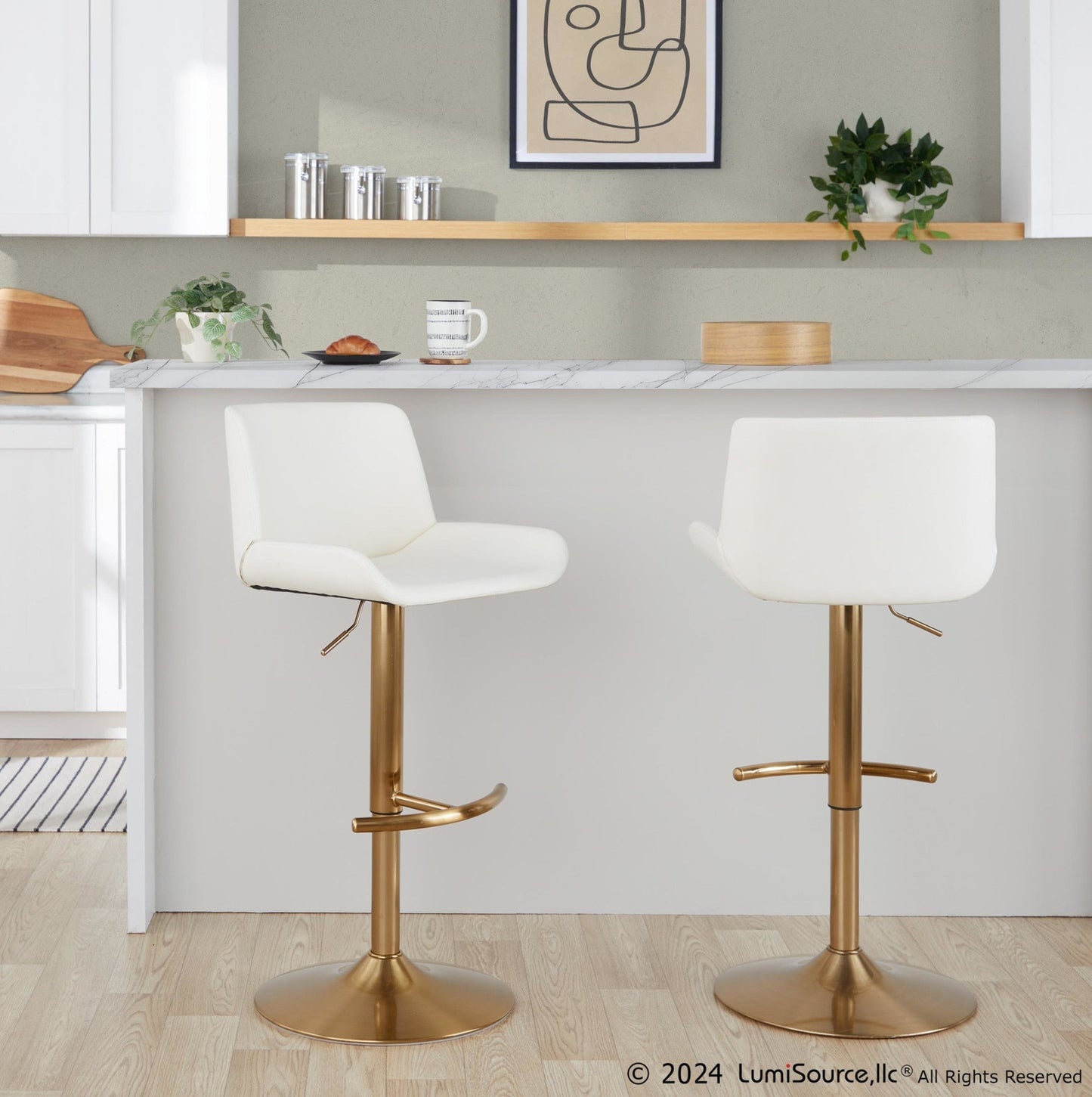 Majestic Office Furniture Upholstered Adjustable Barstool - Set of 2