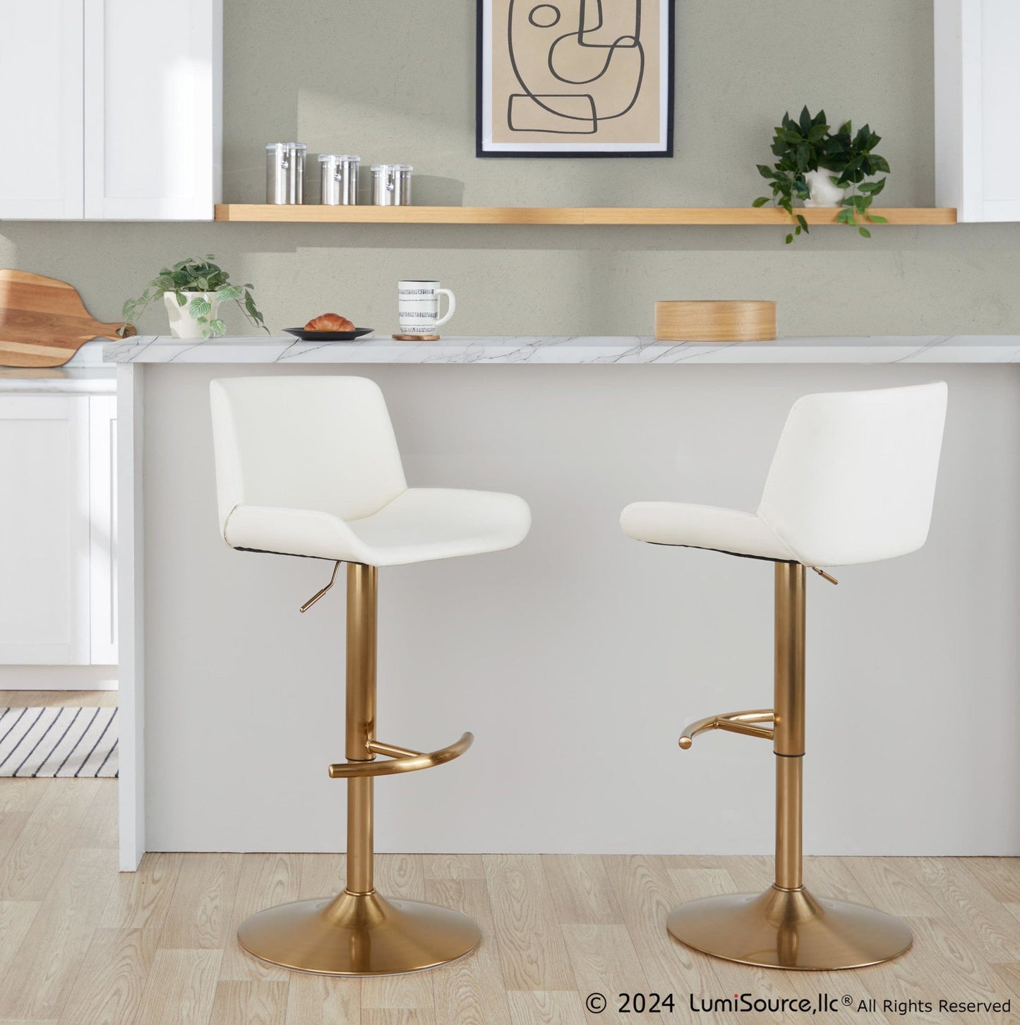 Majestic Office Furniture Upholstered Adjustable Barstool - Set of 2