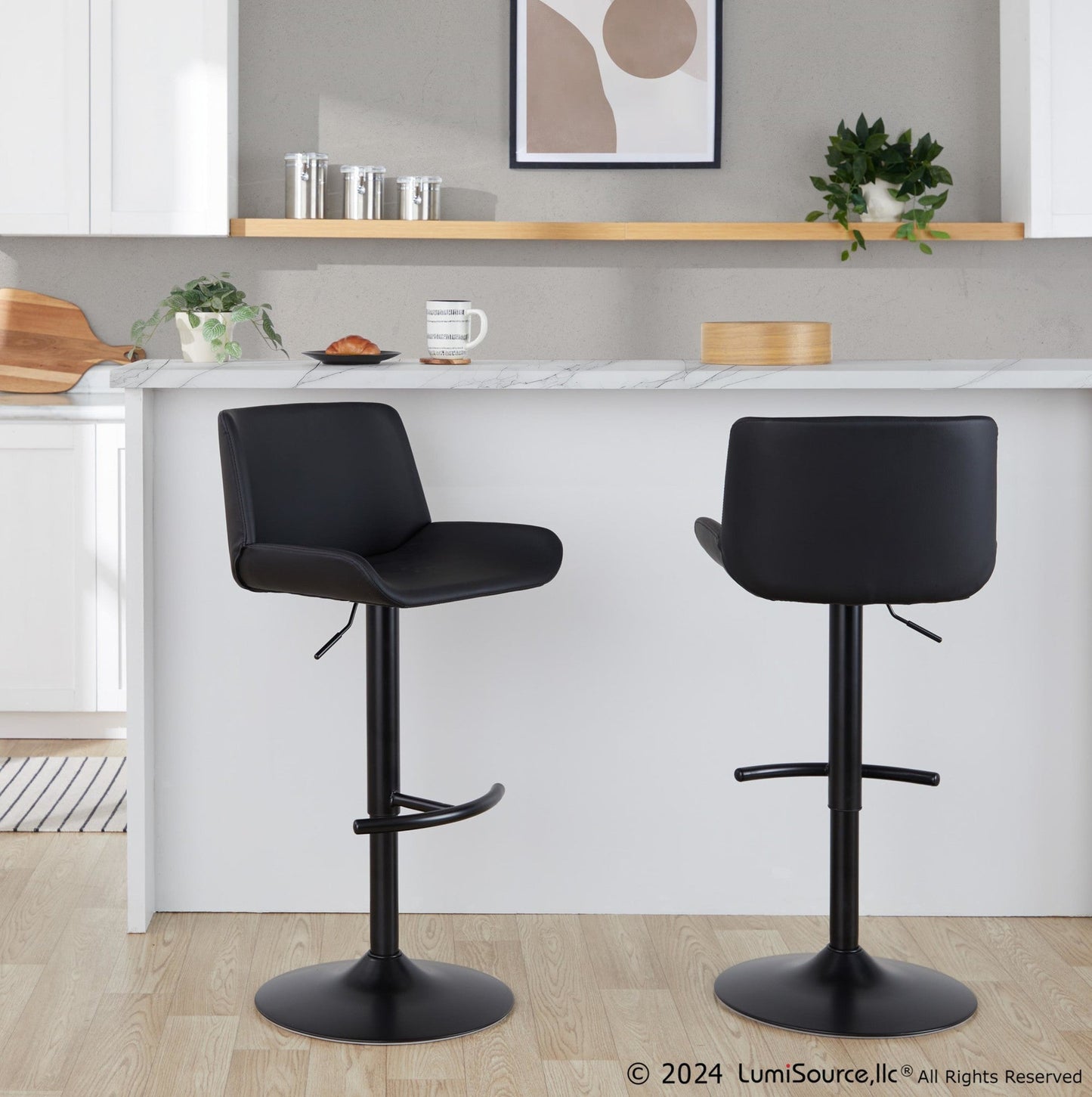 Majestic Office Furniture Upholstered Adjustable Barstool - Set of 2