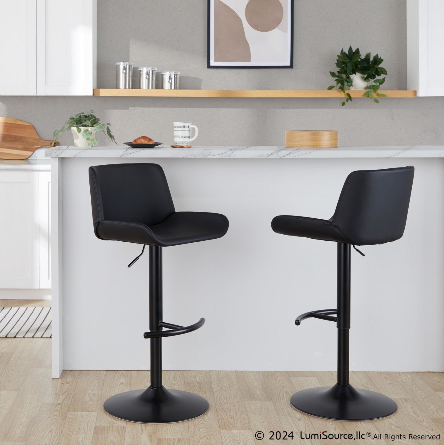 Majestic Office Furniture Upholstered Adjustable Barstool - Set of 2
