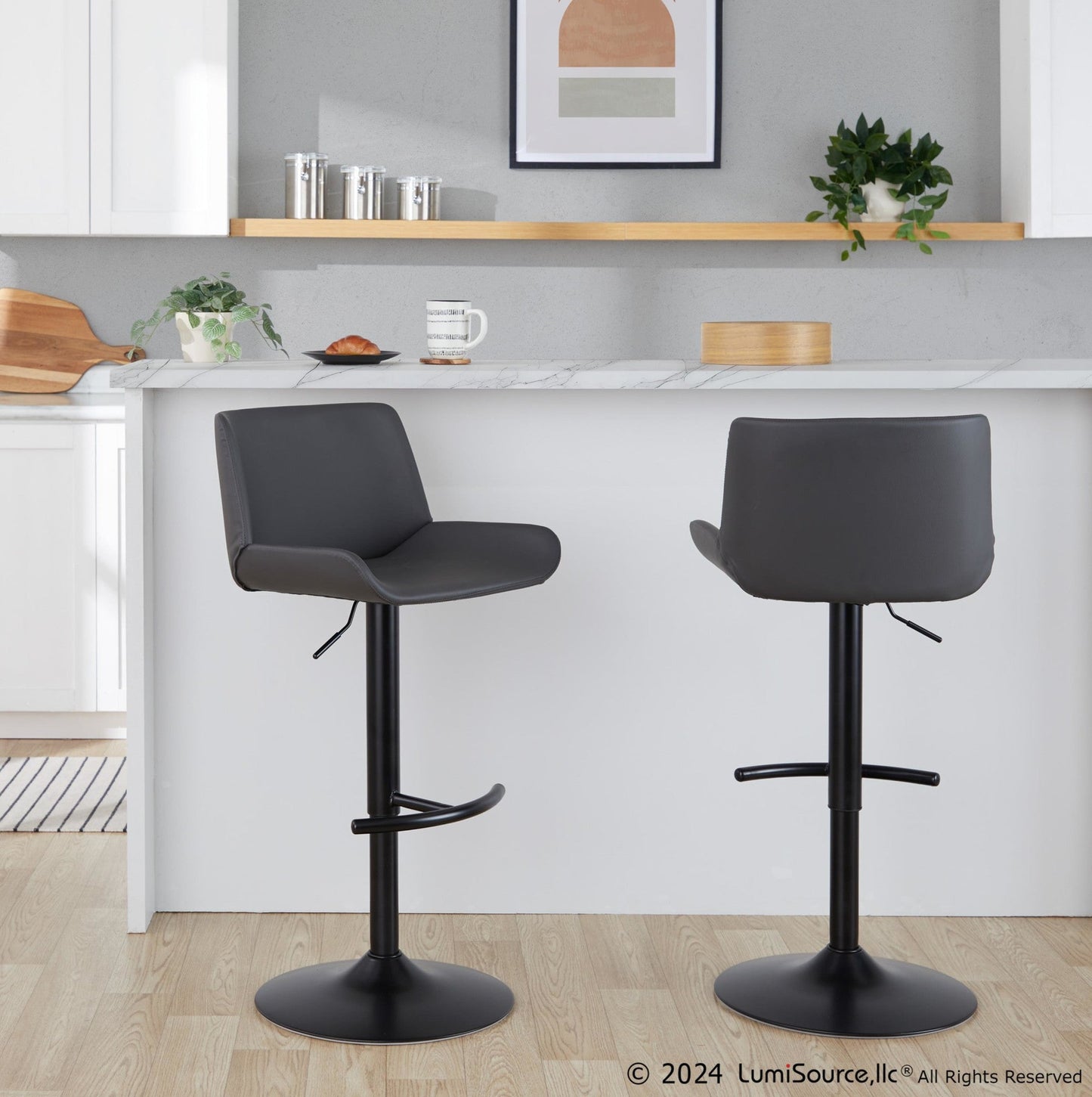 Majestic Office Furniture Upholstered Adjustable Barstool - Set of 2
