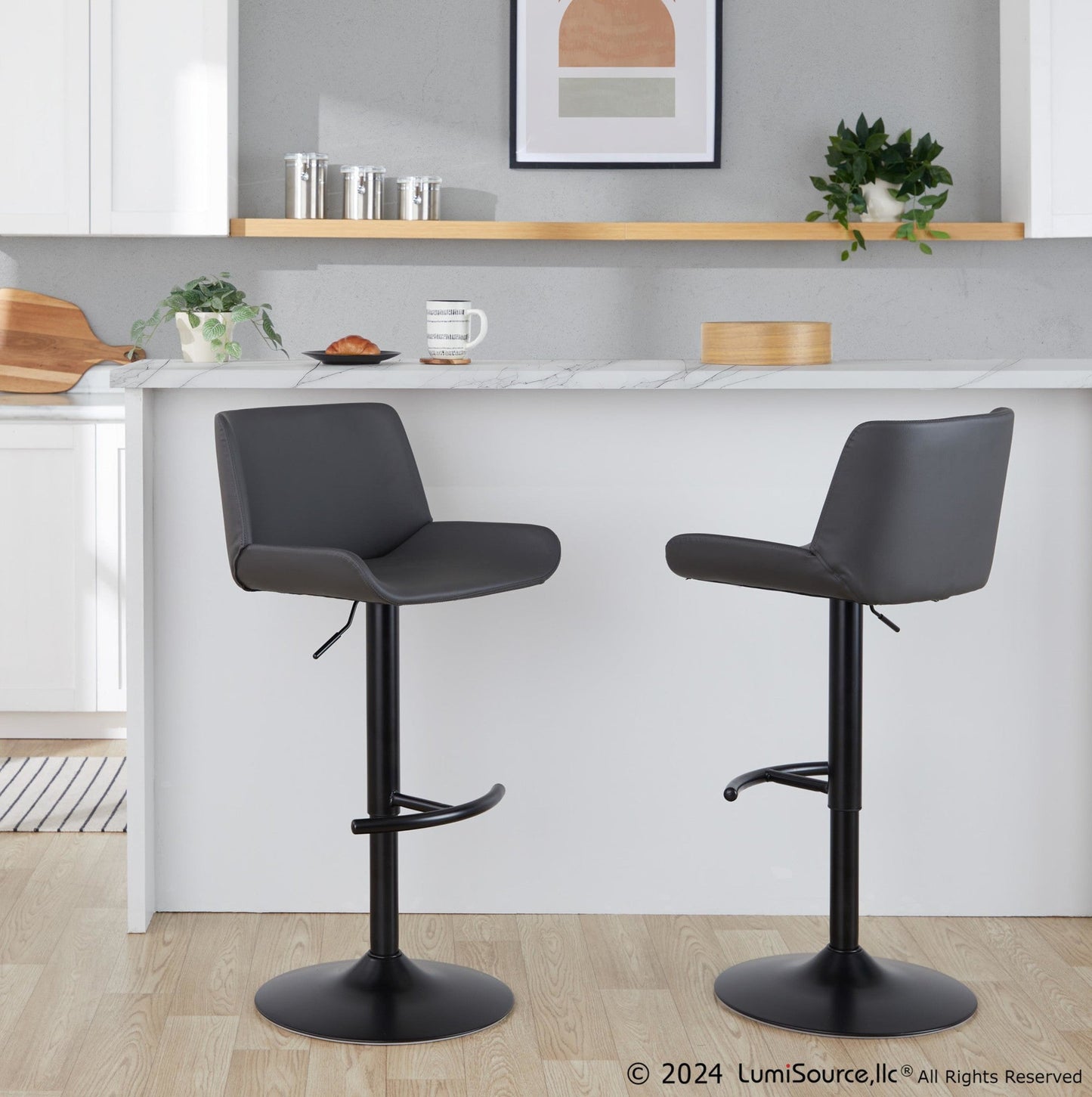 Majestic Office Furniture Upholstered Adjustable Barstool - Set of 2
