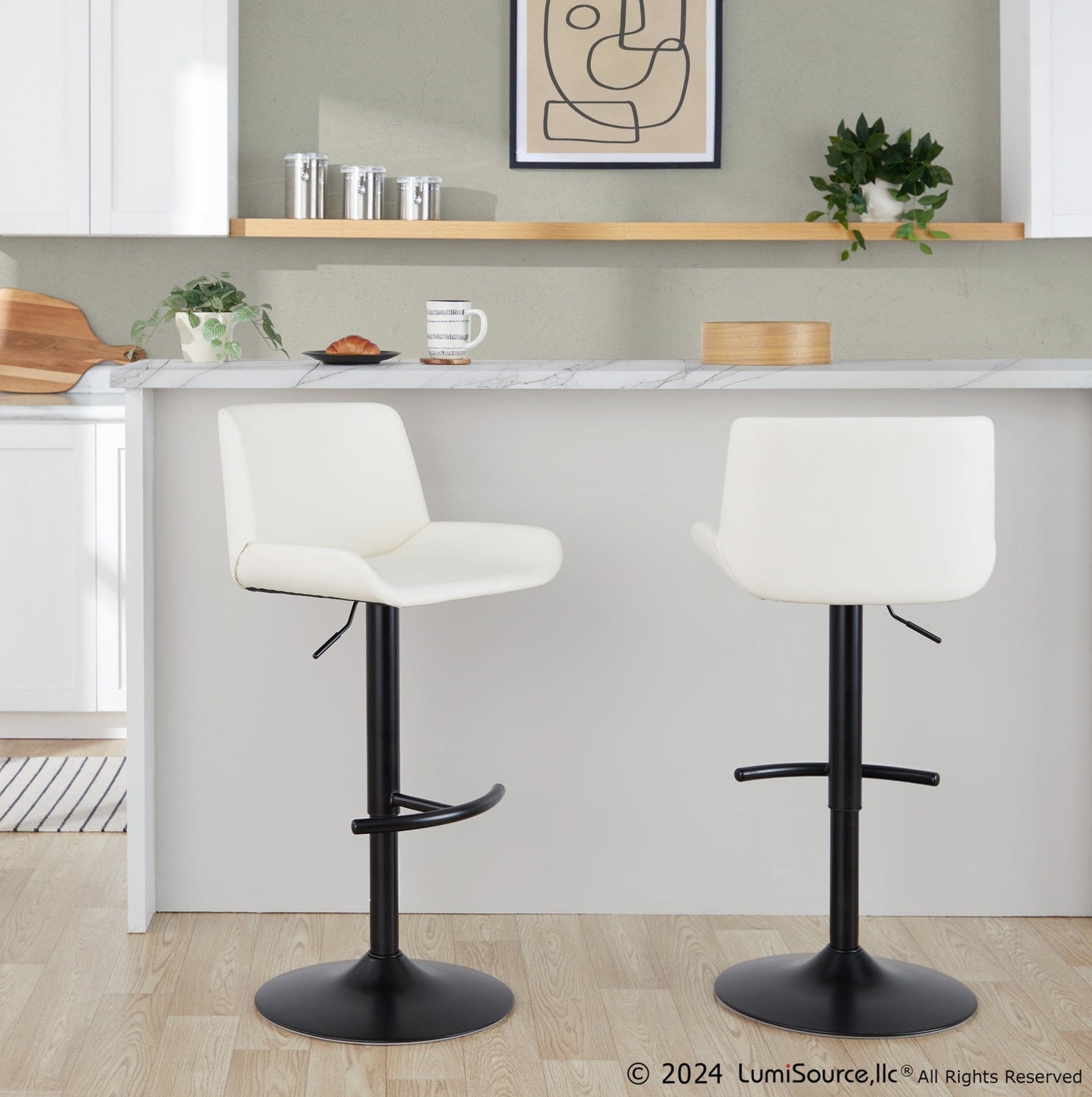 Majestic Office Furniture Upholstered Adjustable Barstool - Set of 2