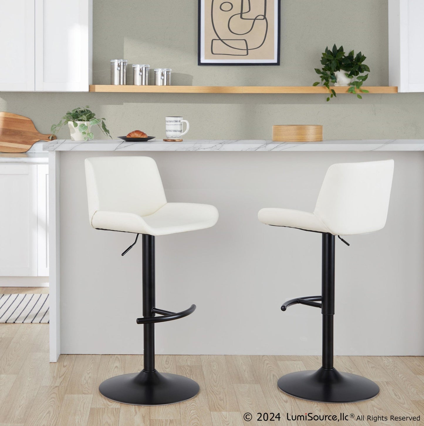 Majestic Office Furniture Upholstered Adjustable Barstool - Set of 2