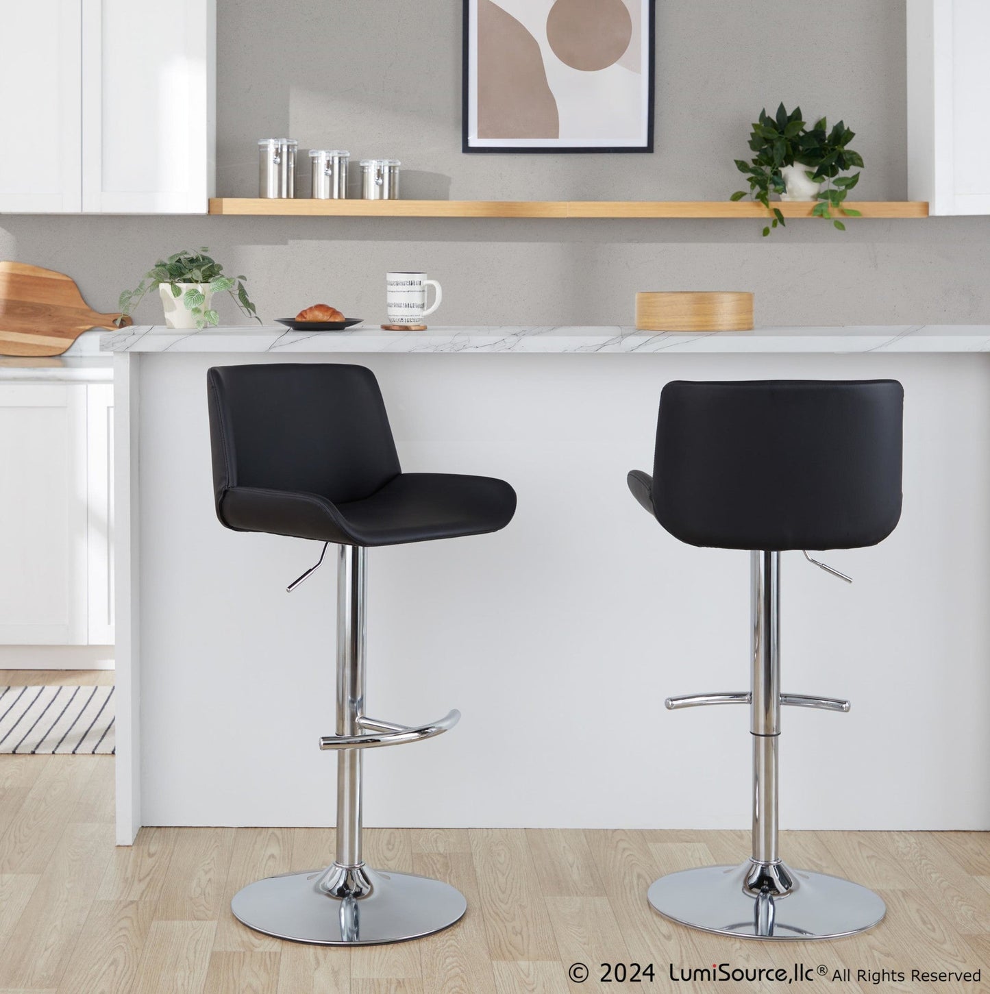 Majestic Office Furniture Upholstered Adjustable Barstool - Set of 2