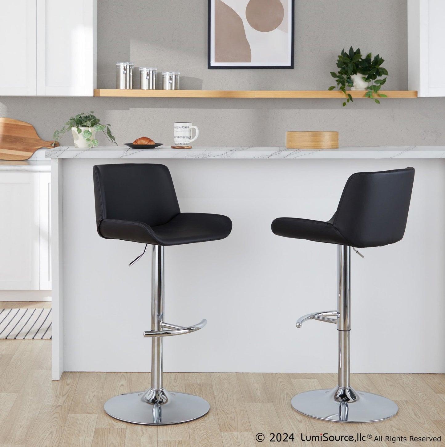 Majestic Office Furniture Upholstered Adjustable Barstool - Set of 2