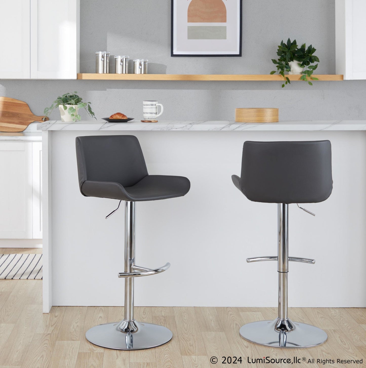 Majestic Office Furniture Upholstered Adjustable Barstool - Set of 2