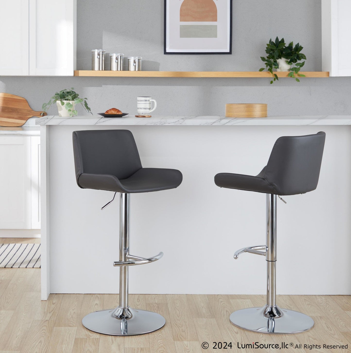Majestic Office Furniture Upholstered Adjustable Barstool - Set of 2