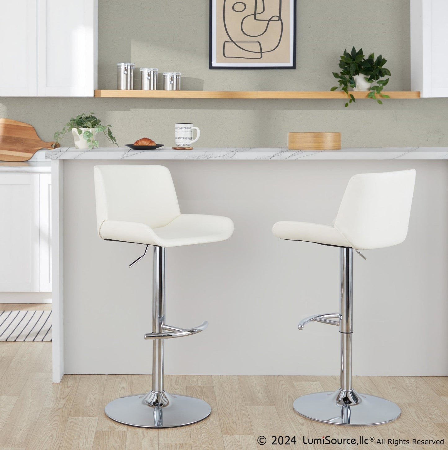 Majestic Office Furniture Upholstered Adjustable Barstool - Set of 2